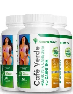 Pack de 3 Cafe verde + garcinia cambogia l carnitina 100 capsulas naturalmaxx