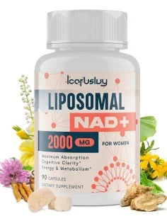 IcarusIvy NAD+ Liposomal 2000 mg para Mujeres – Con Ashwagandha, Maca, Cohosh Negro y Ginkgo Biloba